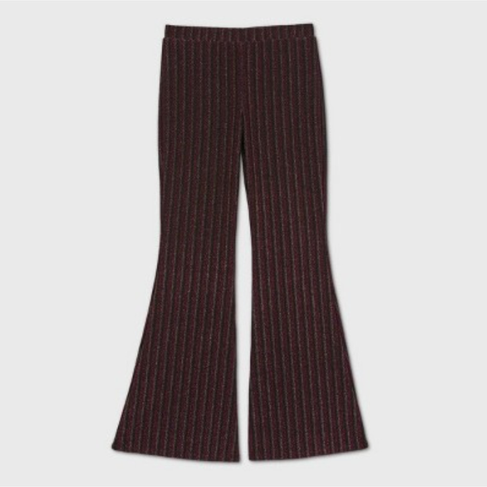 Girls Lurex Knit Striped Flare Pants - art class Red XXL (18) - nwt